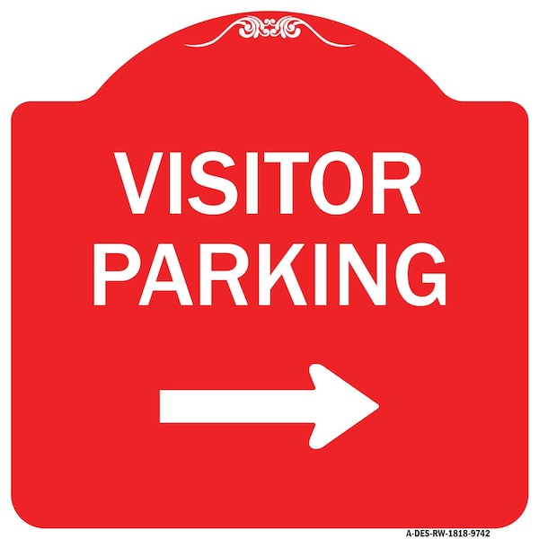 Signmission Visitor Parking With Right Arrow Heavy-Gauge Aluminum Architectural Sign, 18" x 18", RW-1818-9742 A-DES-RW-1818-9742 - main